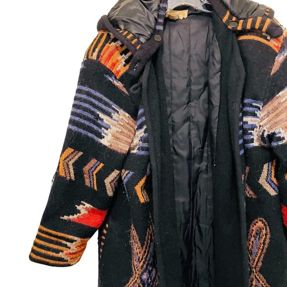 Eugenia By Angenie Womens Hooded Southwestern Coat Multicolor Jacket Acrylic Nyl - Picture 5 of 10